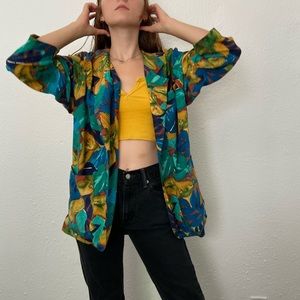 Leaf print blazer